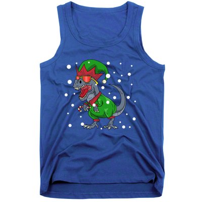 Dinosaur In Elf Costume Christmas Gnome Trex Gift Tank Top