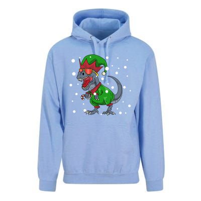 Dinosaur In Elf Costume Christmas Gnome Trex Gift Unisex Surf Hoodie