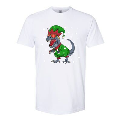 Dinosaur In Elf Costume Christmas Gnome Trex Gift Softstyle CVC T-Shirt