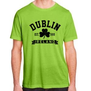 Dublin Ireland Est 988 Clover Leaf Shamrock St Patricks Day Gift Adult ChromaSoft Performance T-Shirt