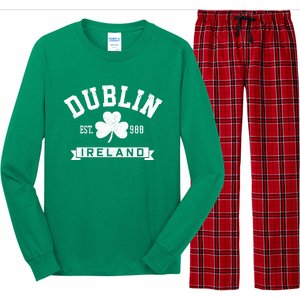 Dublin Ireland Est 988 Clover Leaf Shamrock St Patricks Day Gift Long Sleeve Pajama Set