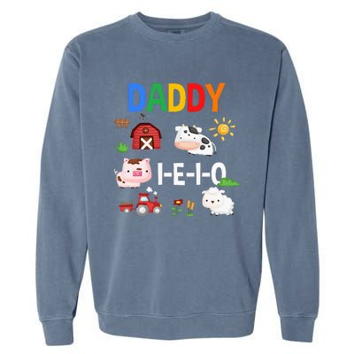 Daddy I E I O Farm Party 3rd Birthday Garment-Dyed Sweatshirt