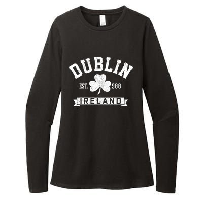 Dublin Ireland Est 988 Clover Leaf Shamrock St Patricks Day Gift Womens CVC Long Sleeve Shirt