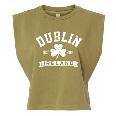 Dublin Ireland Est 988 Clover Leaf Shamrock St Patricks Day Gift Garment-Dyed Women's Muscle Tee