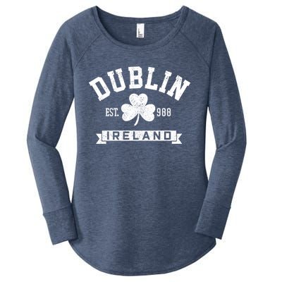 Dublin Ireland Est 988 Clover Leaf Shamrock St Patricks Day Gift Women's Perfect Tri Tunic Long Sleeve Shirt