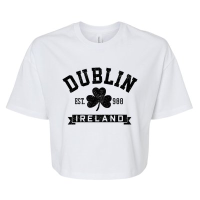 Dublin Ireland Est 988 Clover Leaf Shamrock St Patricks Day Gift Bella+Canvas Jersey Crop Tee