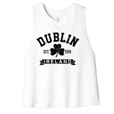 Dublin Ireland Est 988 Clover Leaf Shamrock St Patricks Day Gift Women's Racerback Cropped Tank