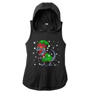 Dinosaur In Elf Costume Christmas Gnome Trex Gift Ladies PosiCharge Tri-Blend Wicking Draft Hoodie Tank