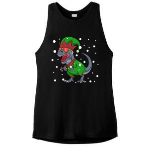 Dinosaur In Elf Costume Christmas Gnome Trex Gift Ladies PosiCharge Tri-Blend Wicking Tank