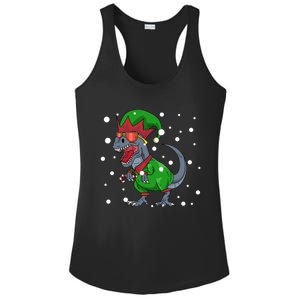 Dinosaur In Elf Costume Christmas Gnome Trex Gift Ladies PosiCharge Competitor Racerback Tank