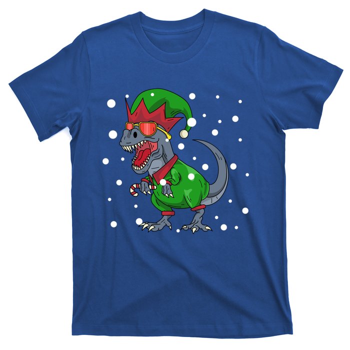 Dinosaur In Elf Costume Christmas Gnome Trex Gift T-Shirt