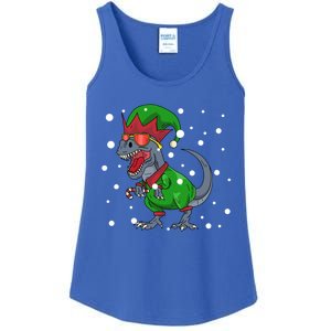 Dinosaur In Elf Costume Christmas Gnome Trex Gift Ladies Essential Tank