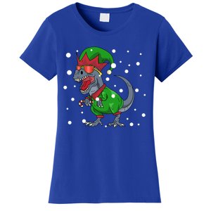 Dinosaur In Elf Costume Christmas Gnome Trex Gift Women's T-Shirt