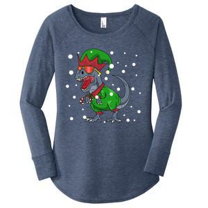 Dinosaur In Elf Costume Christmas Gnome Trex Gift Women's Perfect Tri Tunic Long Sleeve Shirt