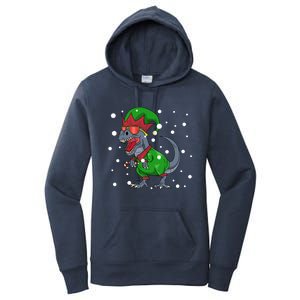 Dinosaur In Elf Costume Christmas Gnome Trex Gift Women's Pullover Hoodie