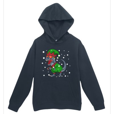 Dinosaur In Elf Costume Christmas Gnome Trex Gift Urban Pullover Hoodie