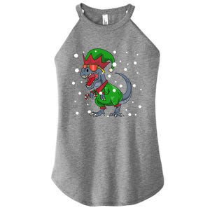 Dinosaur In Elf Costume Christmas Gnome Trex Gift Women's Perfect Tri Rocker Tank