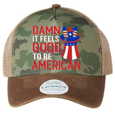 Damn It Feels Good To Be An American Funny 4th Of July Gift Legacy Tie Dye Trucker Hat