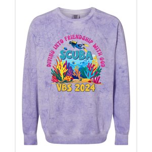 Diving Into Friendship With God Beach Scuba Vbs 2024 Colorblast Crewneck Sweatshirt