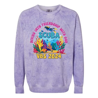 Diving Into Friendship With God Beach Scuba Vbs 2024 Colorblast Crewneck Sweatshirt