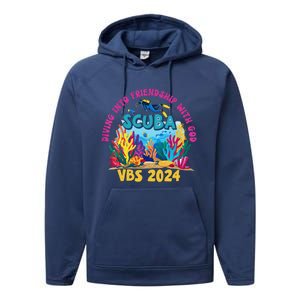 Diving Into Friendship With God Beach Scuba Vbs 2024 Performance Fleece Hoodie