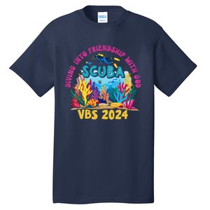 Diving Into Friendship With God Beach Scuba Vbs 2024 Tall T-Shirt