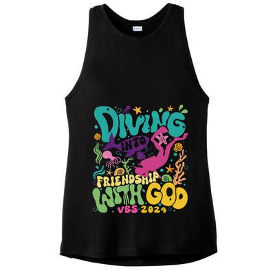 Diving Into Friendship With God Scuba Vbs 2024 Christian Ladies PosiCharge Tri-Blend Wicking Tank