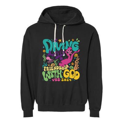 Diving Into Friendship With God Scuba Vbs 2024 Christian Garment-Dyed Fleece Hoodie