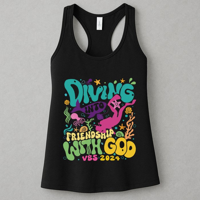 Diving Into Friendship With God Scuba Vbs 2024 Christian Womens Tank Top