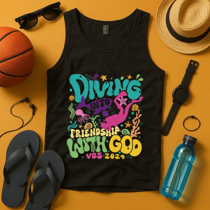 Diving Into Friendship With God Scuba Vbs 2024 Christian Tank Top