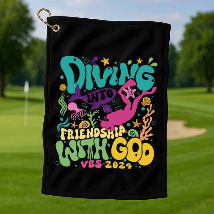 Diving Into Friendship With God Scuba Vbs 2024 Christian Golf Towel