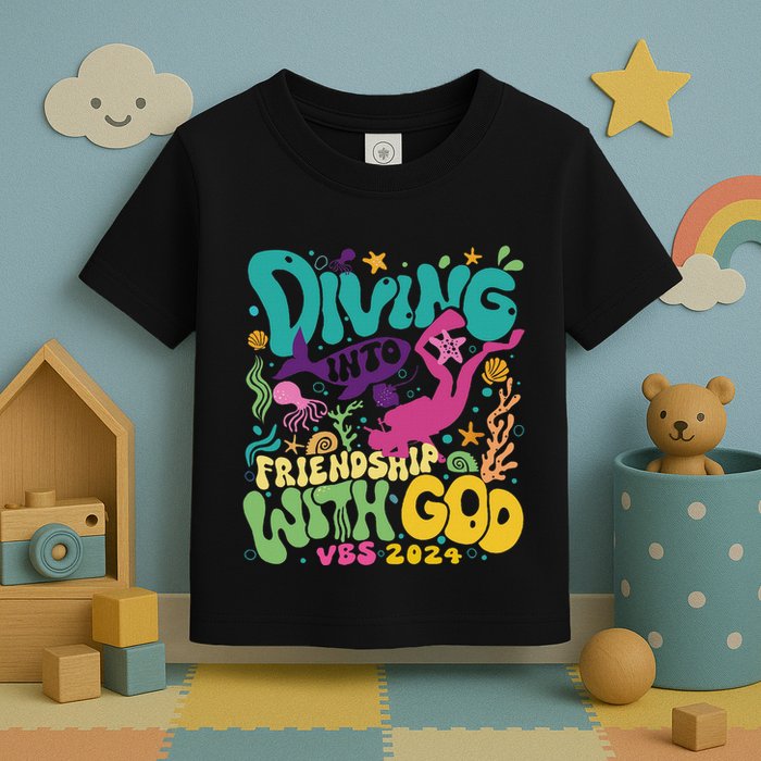 Diving Into Friendship With God Scuba Vbs 2024 Christian Toddler T-Shirt
