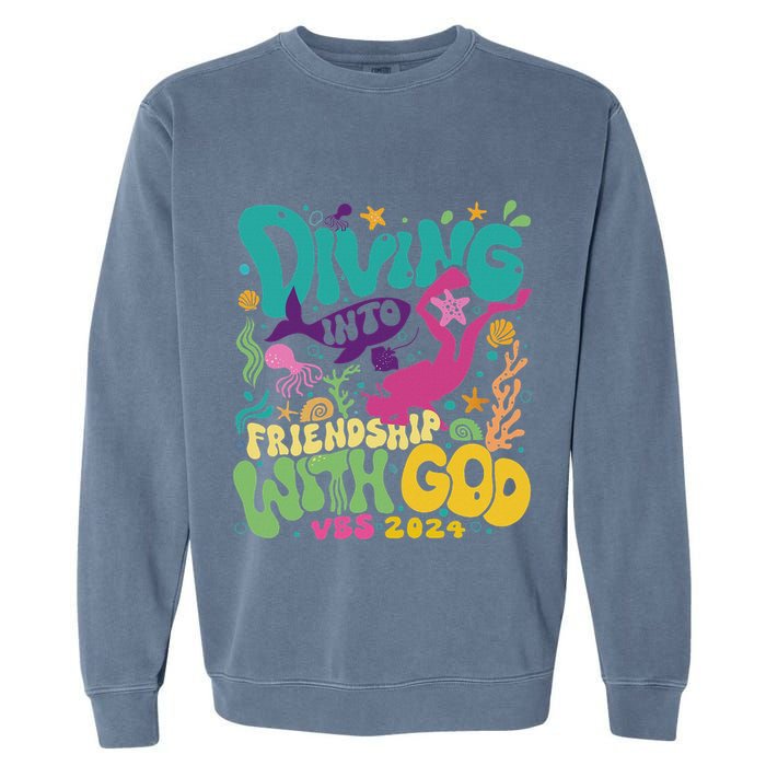 Diving Into Friendship With God Scuba Vbs 2024 Christian Garment-Dyed Sweatshirt
