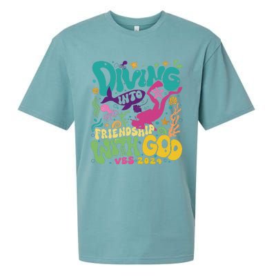 Diving Into Friendship With God Scuba Vbs 2024 Christian Sueded Cloud Jersey T-Shirt