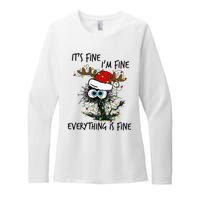 Deer Its Fine I'm Fine Everything is Fine Christmas Tree Cat Womens CVC Long Sleeve Shirt