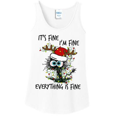 Deer Its Fine I'm Fine Everything is Fine Christmas Tree Cat Ladies Essential Tank