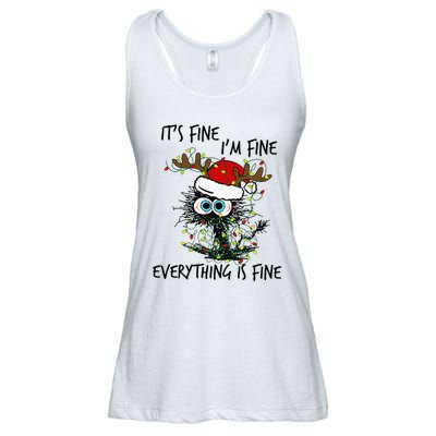 Deer Its Fine I'm Fine Everything is Fine Christmas Tree Cat Ladies Essential Flowy Tank