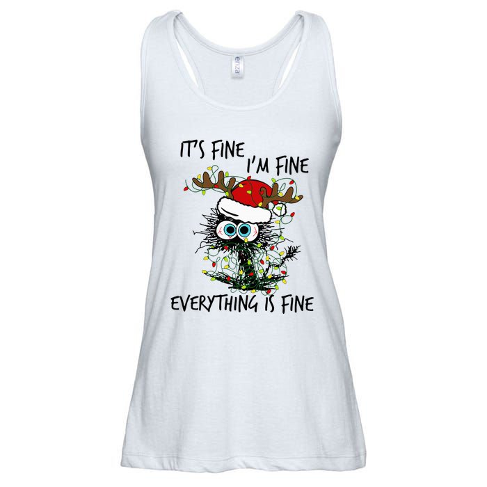 Deer Its Fine I'm Fine Everything is Fine Christmas Tree Cat Ladies Essential Flowy Tank