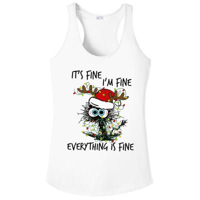 Deer Its Fine I'm Fine Everything is Fine Christmas Tree Cat Ladies PosiCharge Competitor Racerback Tank