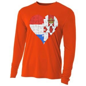 Dutch Irish Flag Heart Gift Cooling Performance Long Sleeve Crew