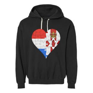 Dutch Irish Flag Heart Gift Garment-Dyed Fleece Hoodie