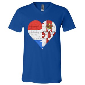 Dutch Irish Flag Heart Gift V-Neck T-Shirt