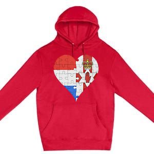 Dutch Irish Flag Heart Gift Premium Pullover Hoodie