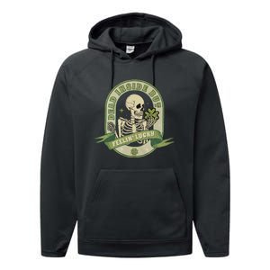 Dead Inside Feelin Lucky Retro Lucky Skeleton St Patricks Day Lucky Vibes Performance Fleece Hoodie