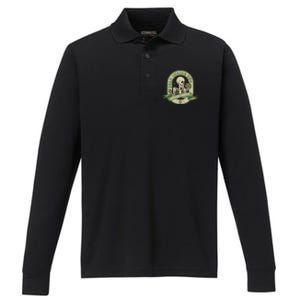 Dead Inside Feelin Lucky Retro Lucky Skeleton St Patricks Day Lucky Vibes Performance Long Sleeve Polo