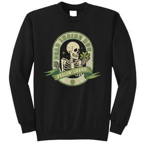 Dead Inside Feelin Lucky Retro Lucky Skeleton St Patricks Day Lucky Vibes Sweatshirt