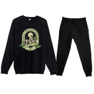 Dead Inside Feelin Lucky Retro Lucky Skeleton St Patricks Day Lucky Vibes Premium Crewneck Sweatsuit Set