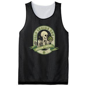 Dead Inside Feelin Lucky Retro Lucky Skeleton St Patricks Day Lucky Vibes Mesh Reversible Basketball Jersey Tank