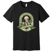 Dead Inside Feelin Lucky Retro Lucky Skeleton St Patricks Day Lucky Vibes Premium T-Shirt