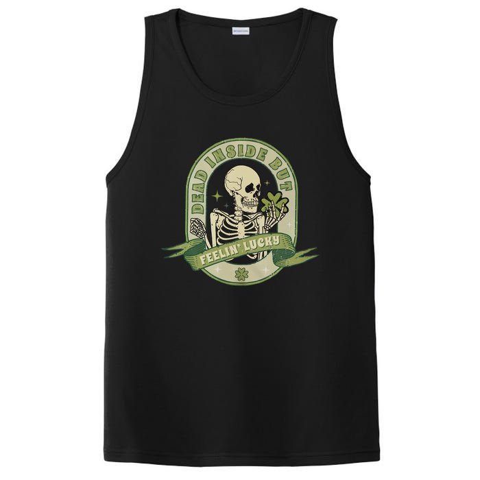 Dead Inside Feelin Lucky Retro Lucky Skeleton St Patricks Day Lucky Vibes PosiCharge Competitor Tank